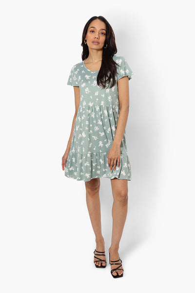 International INC Company Floral Scoop Neck Day Dress - Mint - Womens Day Dresses - Fairweather
