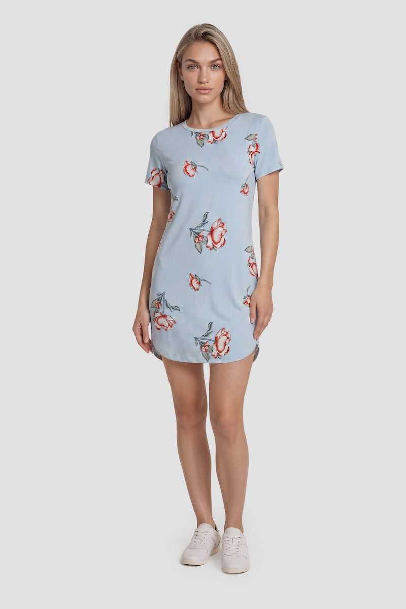 Short Sleeve Flower Print Day Dress