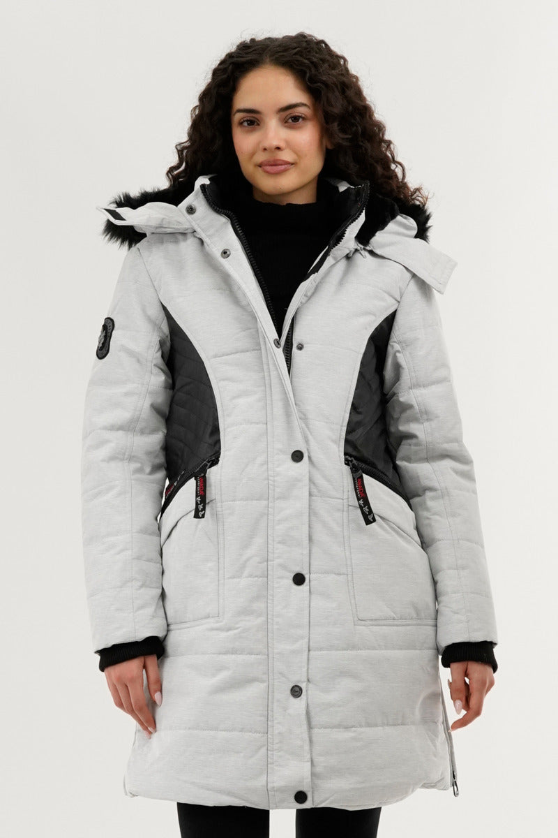 Canada Weather Gear Vegan Leather Insert Parka Jacket - Stone