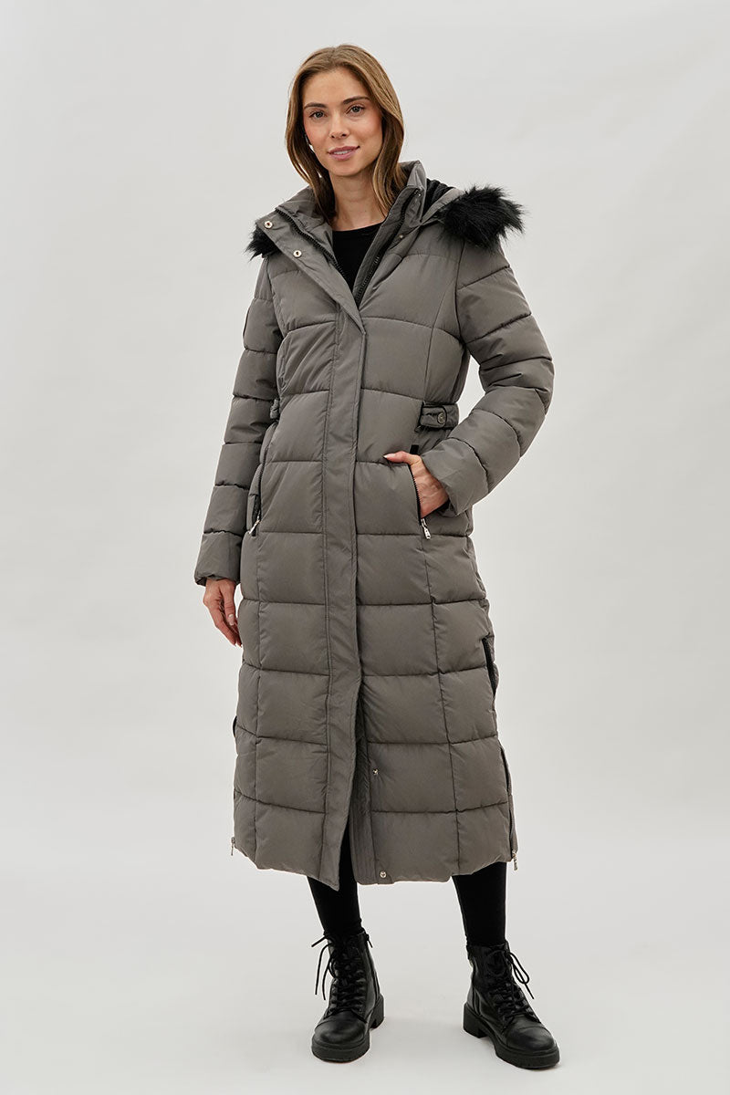 Grey Womens Parka Fur Canada Weather Gear Long Faux Fur Lined