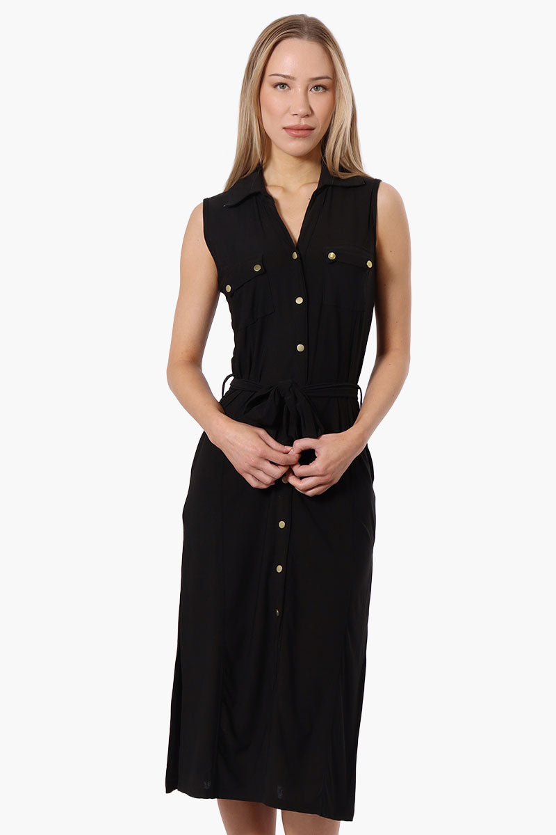 Ladies Dresses Long Black Button Down Dress Satin Button Down Maxi