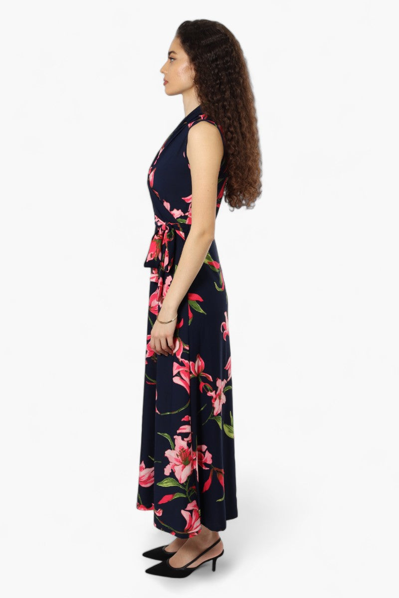 Beechers Brook Sleeveless Floral Crossover Maxi Dress - Navy - Womens Maxi Dresses - Fairweather