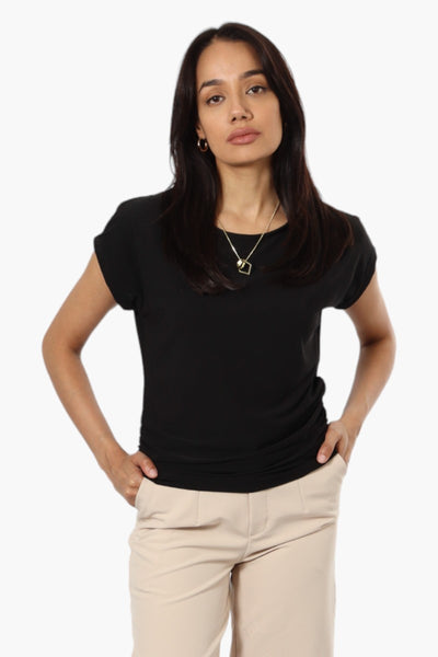 Beechers Brook Cap Sleeve Necklace Blouse - Black - Womens Shirts & Blouses - Fairweather