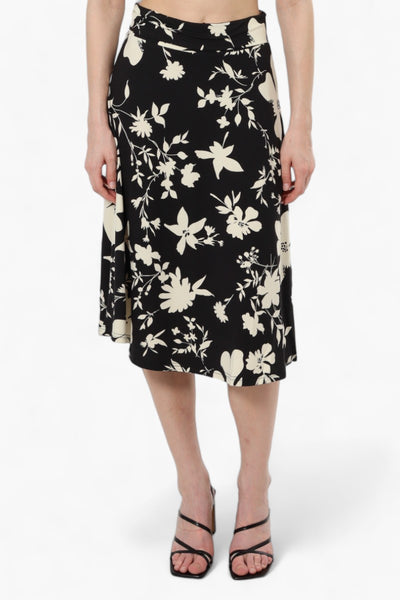 Majora Floral High Waisted Midi Skirt - Black - Womens Skirts - Fairweather