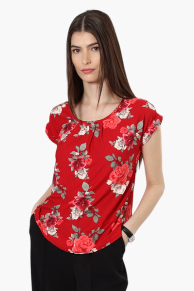 International INC Company Floral Zip Shoulder Blouse - Red - Womens Shirts & Blouses - Fairweather
