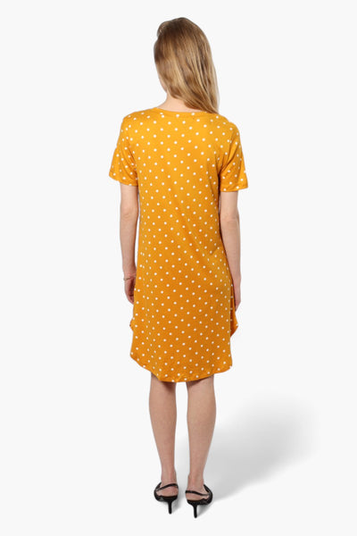 International INC Company Polka Dot Short Sleeve Day Dress - Yellow - Womens Day Dresses - Fairweather