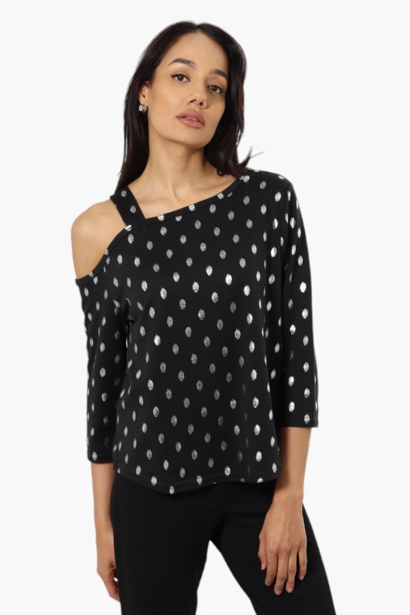 New Look Polka Dot Cold Shoulder Blouse - Black - Womens Shirts & Blouses - Fairweather