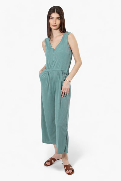 Majora Ribbed Front Zip Jumpsuit - Teal - Womens Jumpsuits & Rompers - Fairweather