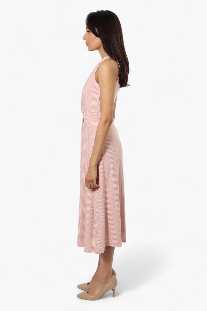 Limite Striped Sleeveless Front Twist Maxi Dress - Pink - Womens Maxi Dresses - Fairweather