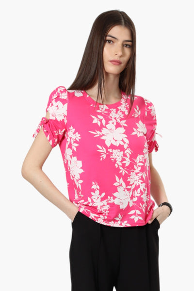 Majora Floral Tie Sleeve Blouse - Pink - Womens Shirts & Blouses - Fairweather