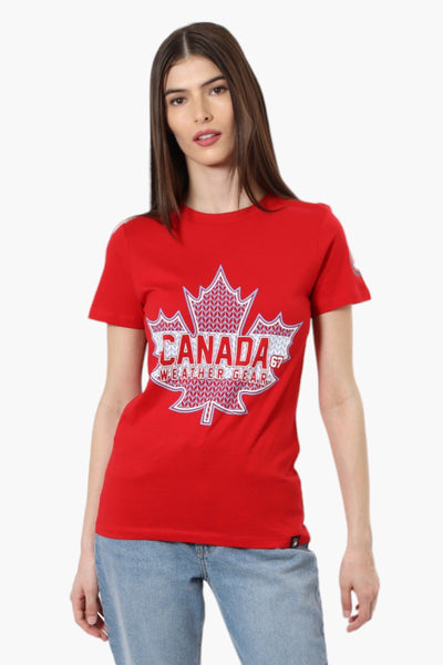 Canada Weather Gear Maple Leaf Print Tee - Red - Womens Tees & Tank Tops - Fairweather