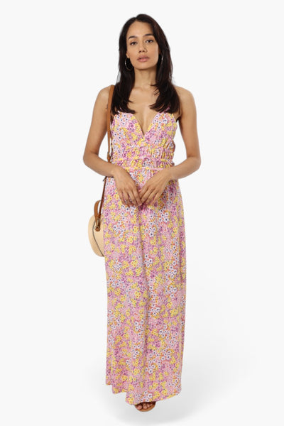 New Look Floral Cinched Waist Maxi Dress - Pink - Womens Maxi Dresses - Fairweather