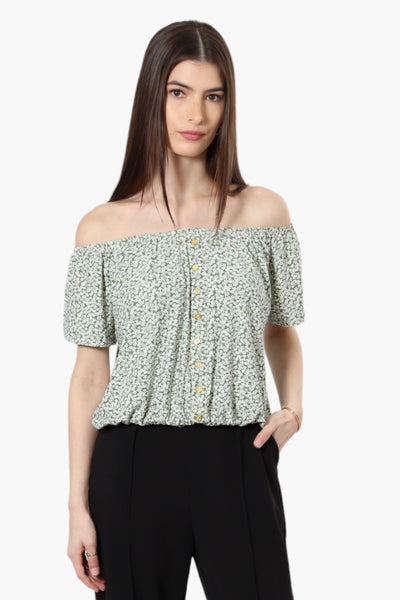 International INC Company Floral Button Down Blouse - Green - Womens Shirts & Blouses - Fairweather