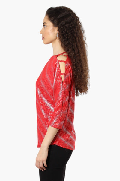 Louise Paris Dotted Strap Shoulder Blouse - Red - Womens Shirts & Blouses - Fairweather