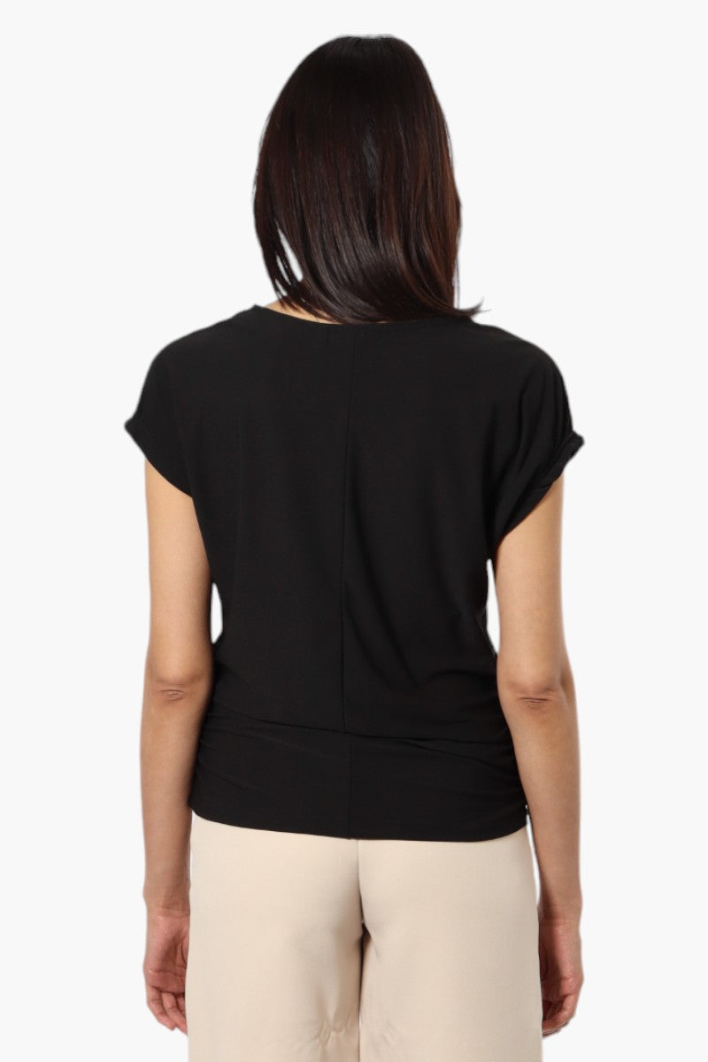 Beechers Brook Cap Sleeve Necklace Blouse - Black - Womens Shirts & Blouses - Fairweather
