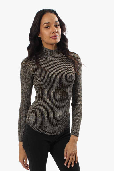 Limite Ribbed Mock Neck Pullover Sweater - Gold - Womens Pullover Sweaters - Fairweather