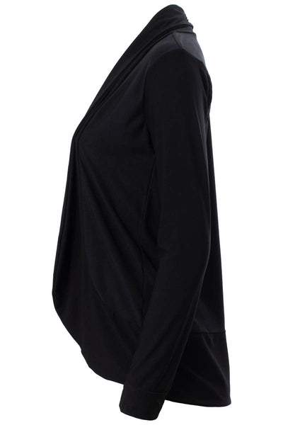 Solid Long Sleeve Open Front Cocoon Cardigan - Black - Womens Cardigans - Fairweather