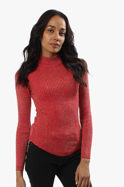 Limite Ribbed Mock Neck Pullover Sweater - Red - Womens Pullover Sweaters - Fairweather