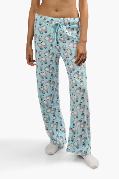 Cuddly Canuckies Plush Penguin Print Pajama Pants - Blue - Womens Pajamas - Fairweather