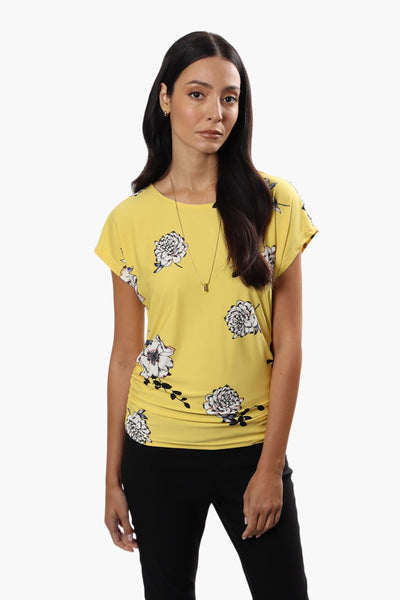 Beechers Brook Floral Side Cinched Shirt - Yellow - Womens Shirts & Blouses - Fairweather