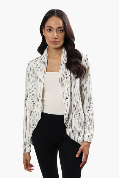 Majora Patterned Open Front Cardigan - White - Womens Cardigans - Fairweather