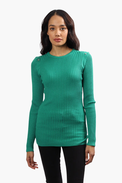 Limite Ribbed Crewneck Pullover Sweater - Green - Womens Pullover Sweaters - Fairweather
