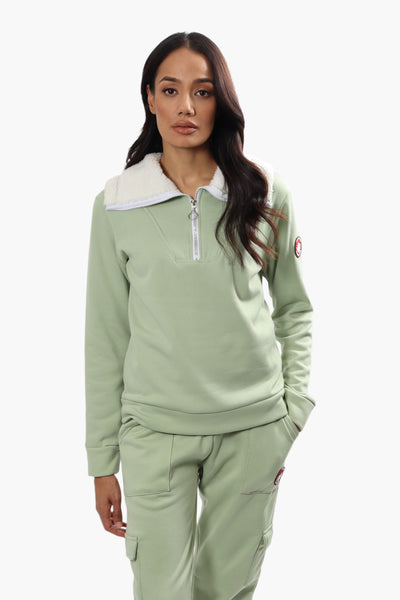 Canada Weather Gear Solid Half Zip Sweatshirt - Green - Womens Hoodies & Sweatshirts - Fairweather