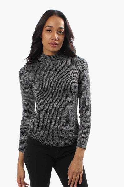 Limite Ribbed Mock Neck Pullover Sweater - Grey - Womens Pullover Sweaters - Fairweather