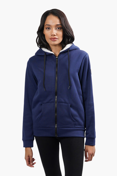 Fahrenheit Sherpa Lined Front Zip Hoodie - Navy - Womens Hoodies & Sweatshirts - Fairweather