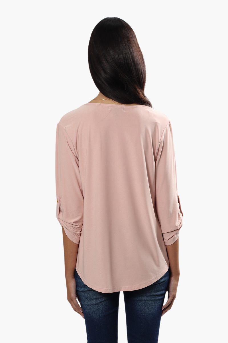International INC Company Solid Roll Up Sleeve Blouse - Blush - Womens Shirts & Blouses - Fairweather