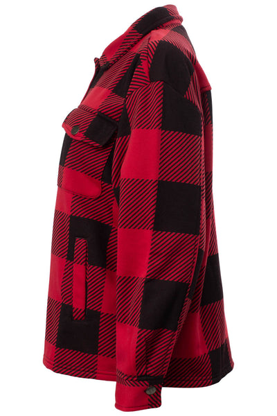 Canada Weather Gear Plaid Printed Shacket - Red - Womens Lightweight Jackets - Fairweather