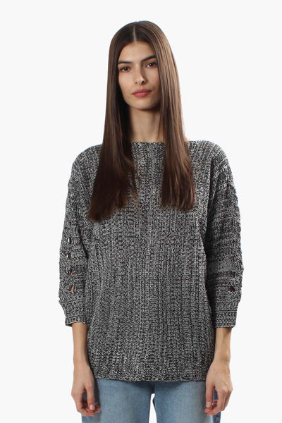 Majora Braided Sleeve Pullover Sweater - Grey - Womens Pullover Sweaters - Fairweather