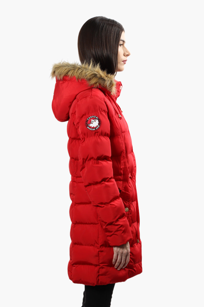 Canada Weather Gear Tie Waist Puffer Parka Jacket - Red - Womens Parka Jackets - Fairweather
