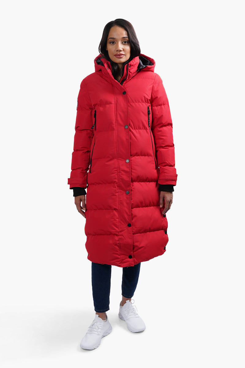 Canada Weather Gear Long Puffer Parka Jacket - Red