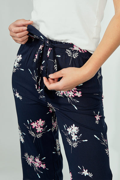 International INC Company Belted Floral Culotte Pants - Navy - Womens Pants - Fairweather