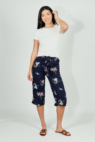 International INC Company Belted Floral Culotte Pants - Navy - Womens Pants - Fairweather
