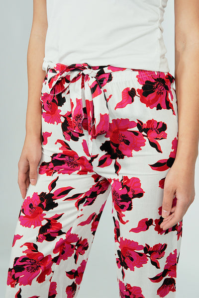 International INC Company Belted Floral Culotte Pants - White - Womens Pants - Fairweather