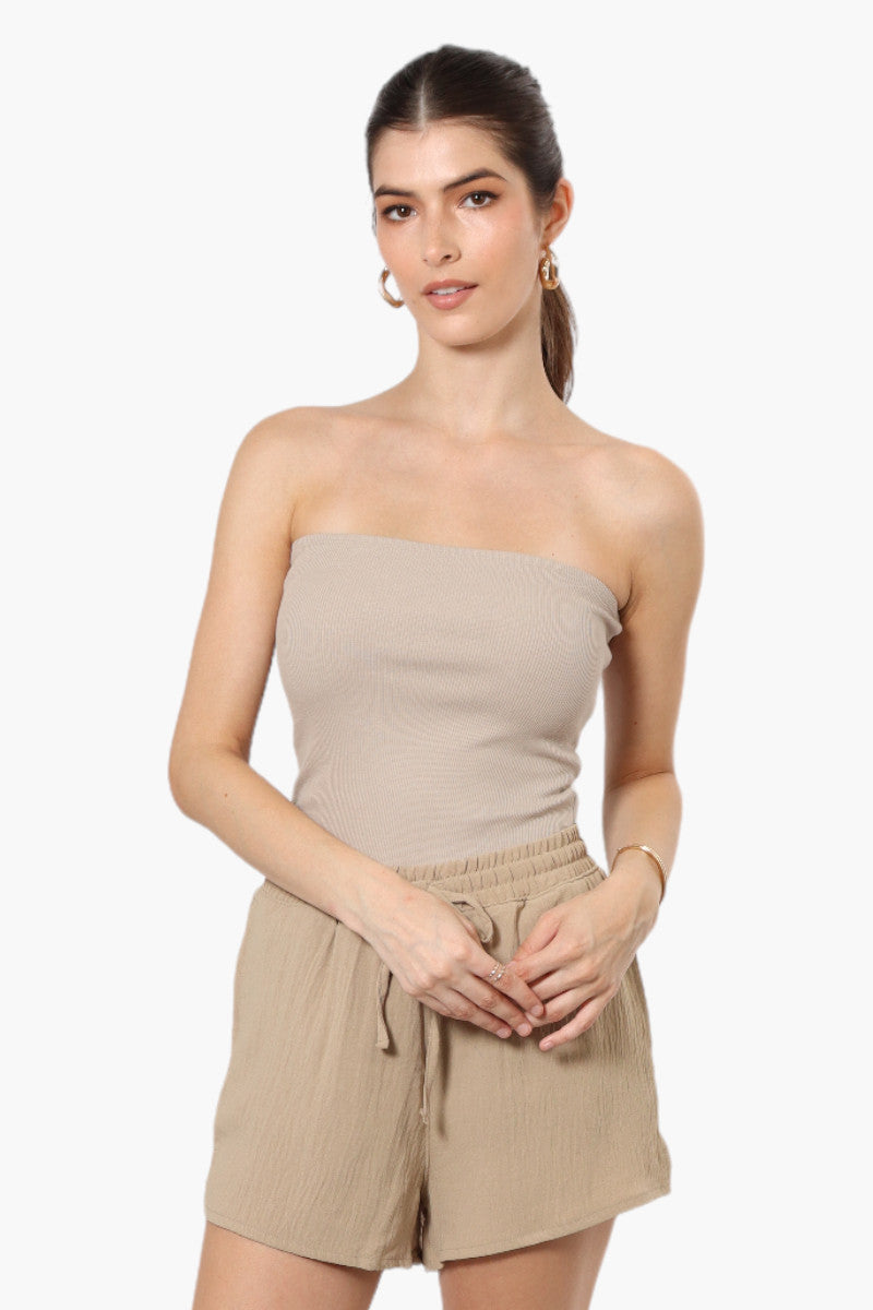 Magazine Solid Basic Drawstring Shorts - Beige - Womens Shorts & Capris - Fairweather