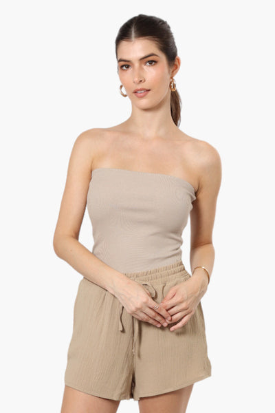 Magazine Solid Basic Drawstring Shorts - Beige - Womens Shorts & Capris - Fairweather