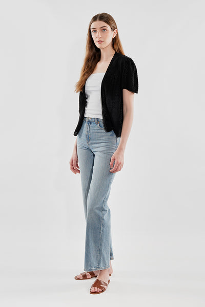 Beechers Brook Short Sleeve Open Shrug Cardigan - Black