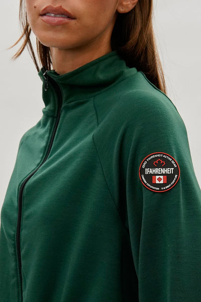 Fahrenheit Cropped Drawstring Lightweight Jacket - Green - Womens Lightweight Jackets - Fairweather