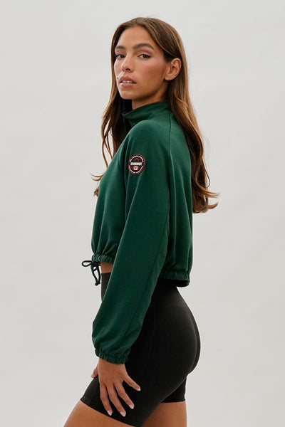 Fahrenheit Cropped Drawstring Lightweight Jacket - Green - Womens Lightweight Jackets - Fairweather