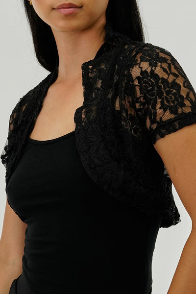 Impress Floral Lace Cardigan - Black