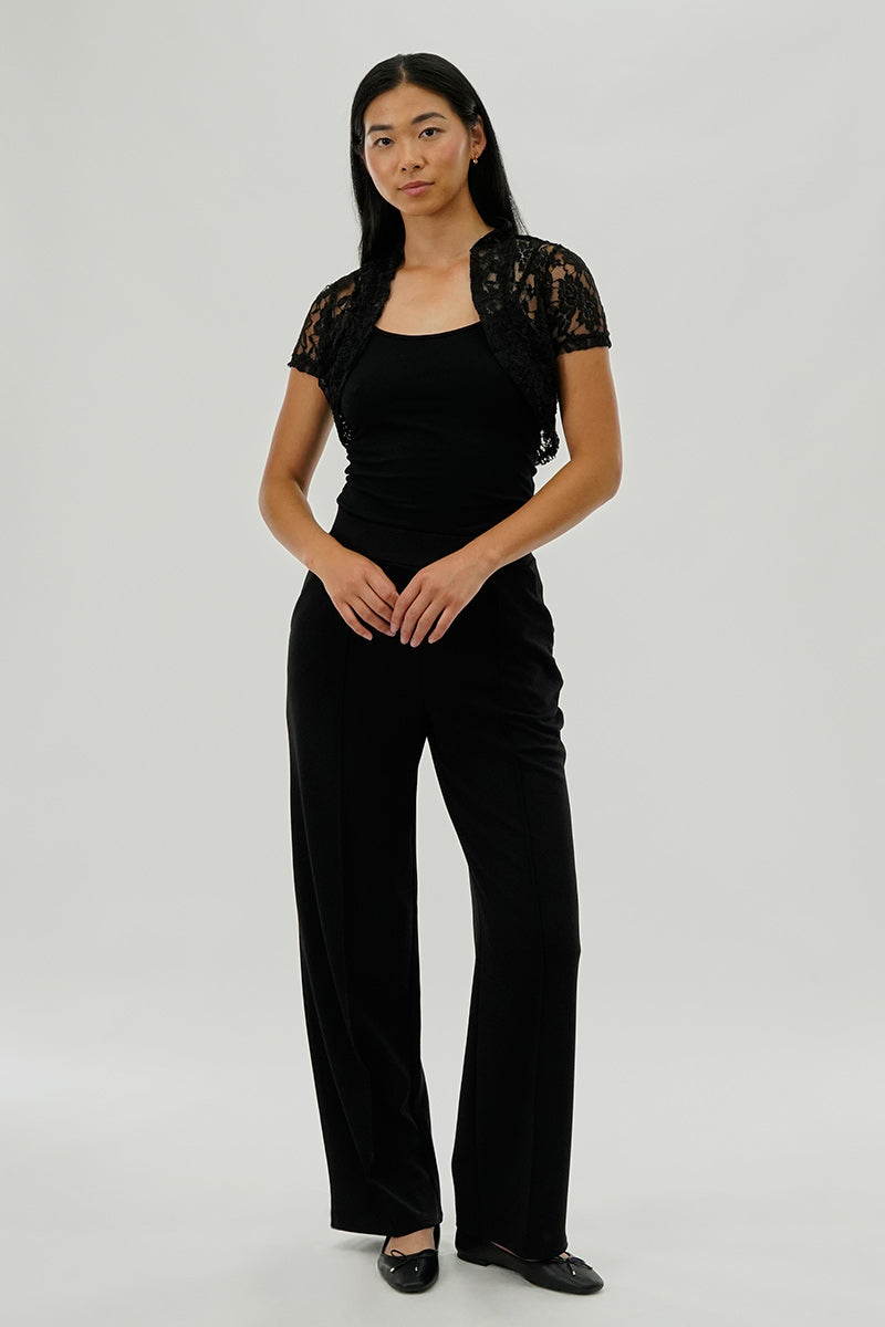 Impress Floral Lace Cardigan - Black