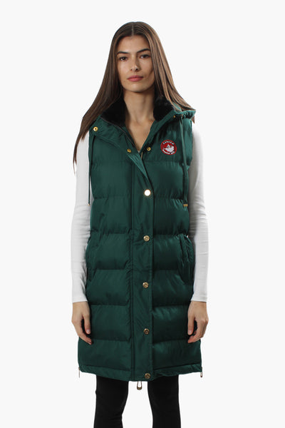 Canada Weather Gear Side Zip Long Puffer Vest - Green - Womens Vests - Fairweather