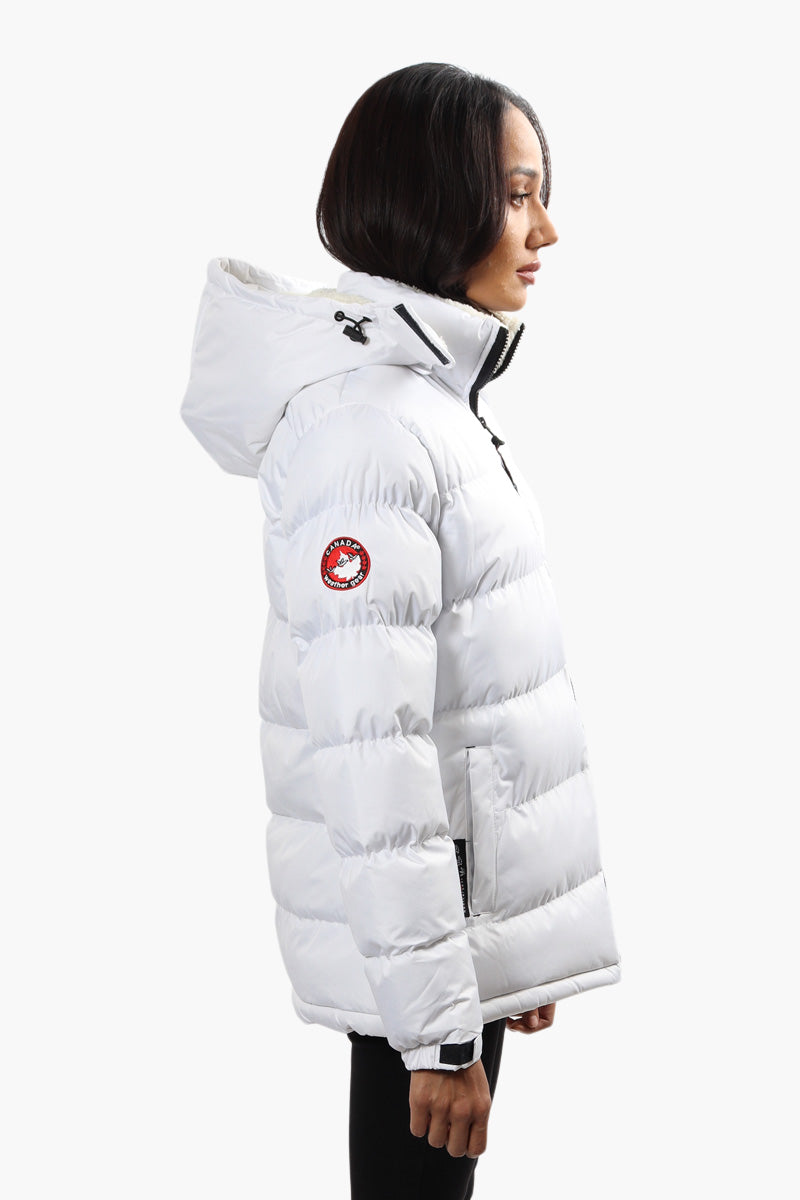 Canada Weather Gear Sherpa Collar Bomber Jacket - White - Womens Bomber Jackets - Fairweather