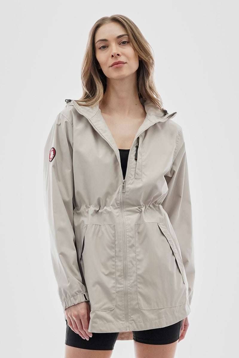 Canada Weather Gear Coated Microfiber Hooded Lightweight Jacket - Cream - Womens Lightweight Jackets - Fairweather