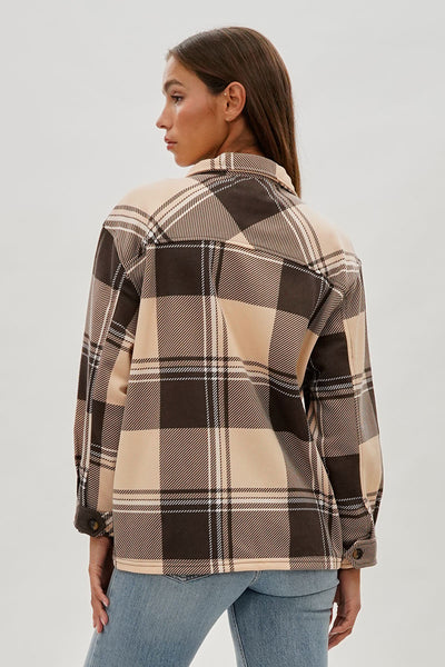 Canada Weather Gear Plaid Button Up Lightweight Jacket - Beige - Womens Lightweight Jackets - Fairweather