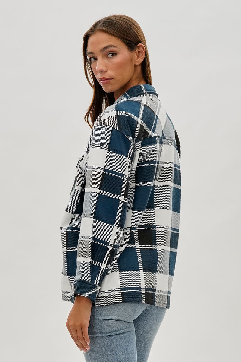 Canada Weather Gear Plaid Button Up Lightweight Jacket - Teal - Womens Lightweight Jackets - Fairweather