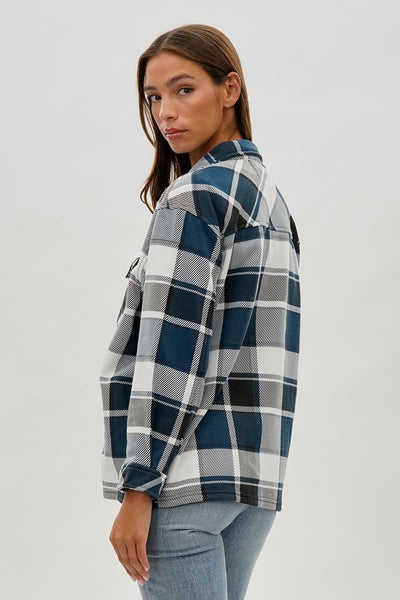 Canada Weather Gear Plaid Button Up Lightweight Jacket - Teal - Womens Lightweight Jackets - Fairweather